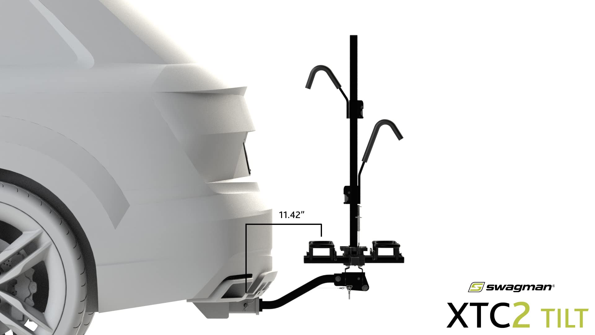 XTC2 TILT Swagman Hitch Mount Bike Rack, Black, 1-1/4" and 2" hitch receiver, class 2 or higher
