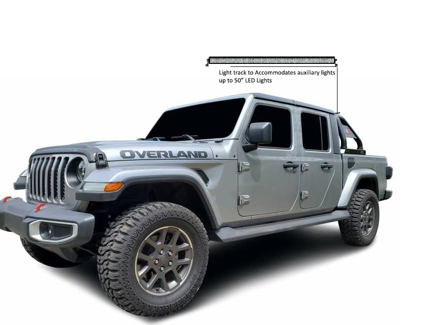 Black Horse Roll Bar Classic Black Includes 40" Led Light Bar Compatible with 2020-2024 Jeep Gladiator-RB09BK-KIT