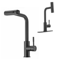 Rainfall Dura Faucet (DF-MK511X-MB) RV Kitchen Faucet – Matte Black, Dual-Mode Rotating Spray Head (Wide Waterfall & Stream), Single Lever Handle, Lead-Free, Easy Install Compact Sink Faucet