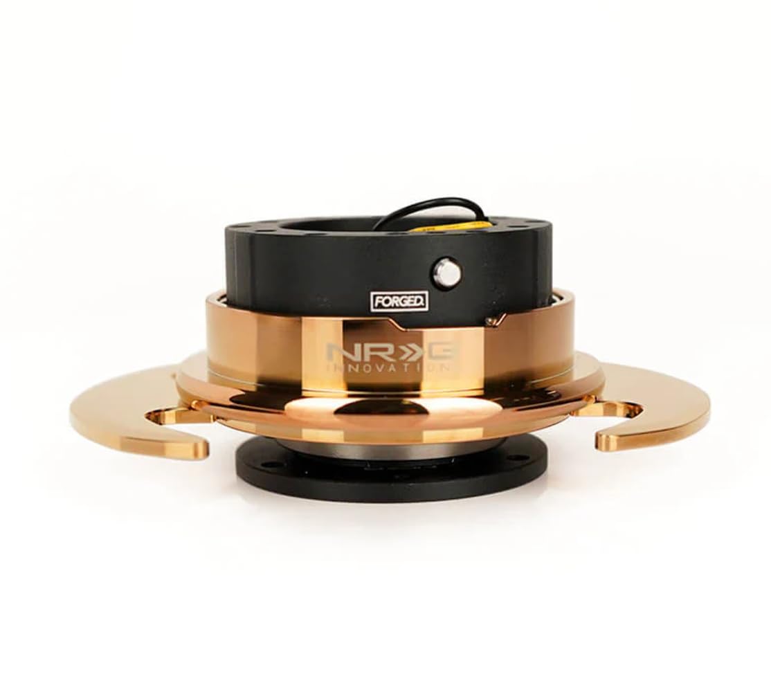 NRG Innovations Gen 3.0 Steering Wheel Quick Release Kit Adapter, Black Body/Chrome Rose Gold Ring With Handles NRG-SRK-650BK-CRG