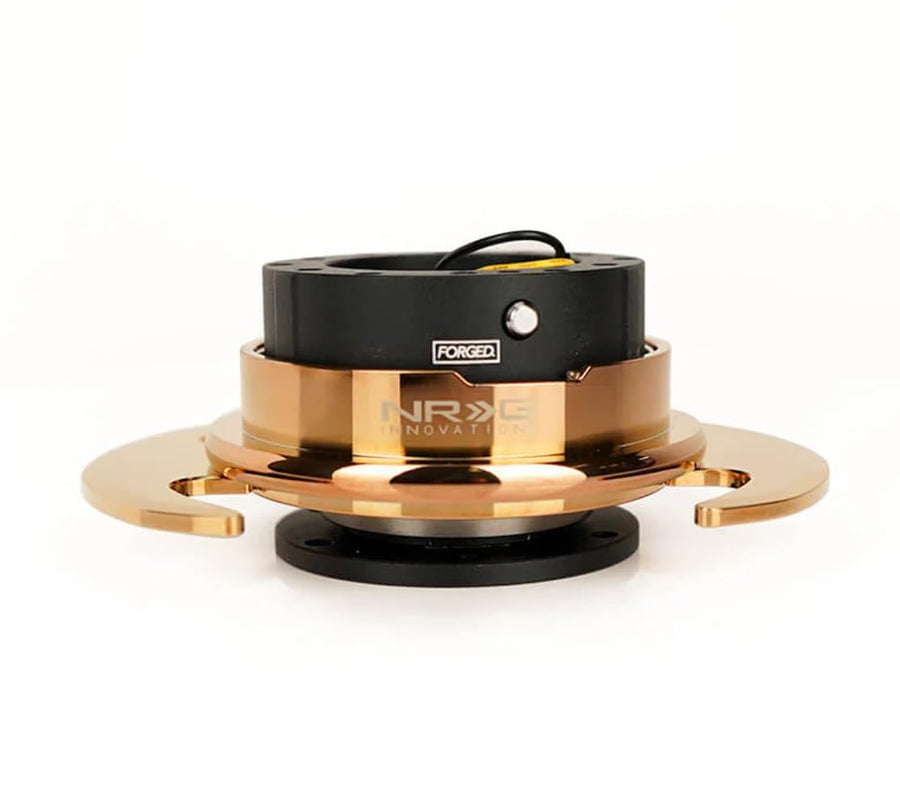 NRG Innovations Gen 3.0 Steering Wheel Quick Release Kit Adapter, Black Body/Chrome Rose Gold Ring With Handles NRG-SRK-650BK-CRG