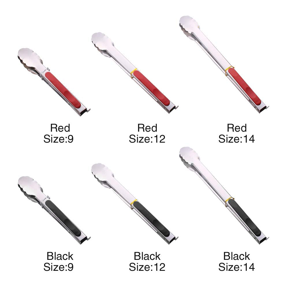BBQ Tongs LZDseller01 Stainless Steel Heat Resistant Easy Clean No Zero Black 12