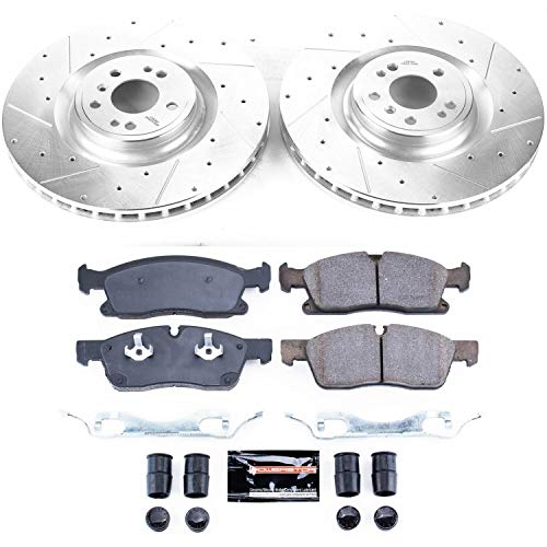 Power Stop K6899 Z23 Carbon Fiber Brake Pads with Drilled & Slotted Brake Rotors Kit Front