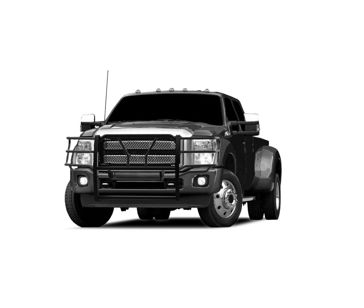 RUGGED Black Horse Heavy Duty Grille Brush Bumper Guard Modular Black Compatible with 2011-2016 Ford F-250/Ford F-350/Ford F-450/Ford F-550 Super Duty-RU-FOF211-B