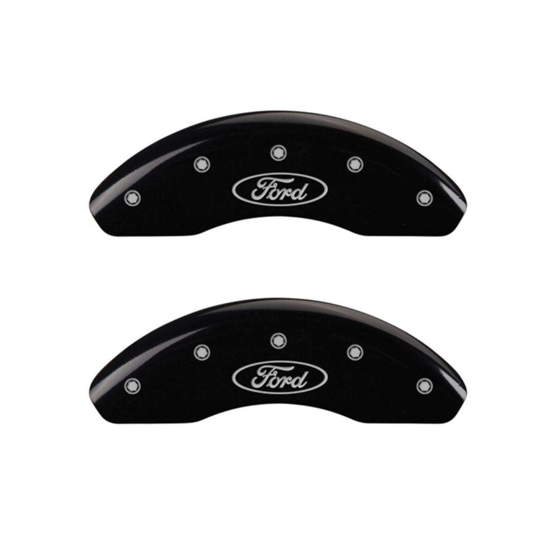 MGP 10199FFRDBK Caliper Covers Black Brake Covers Engraved with Silver Ford Oval (Set of 2)
