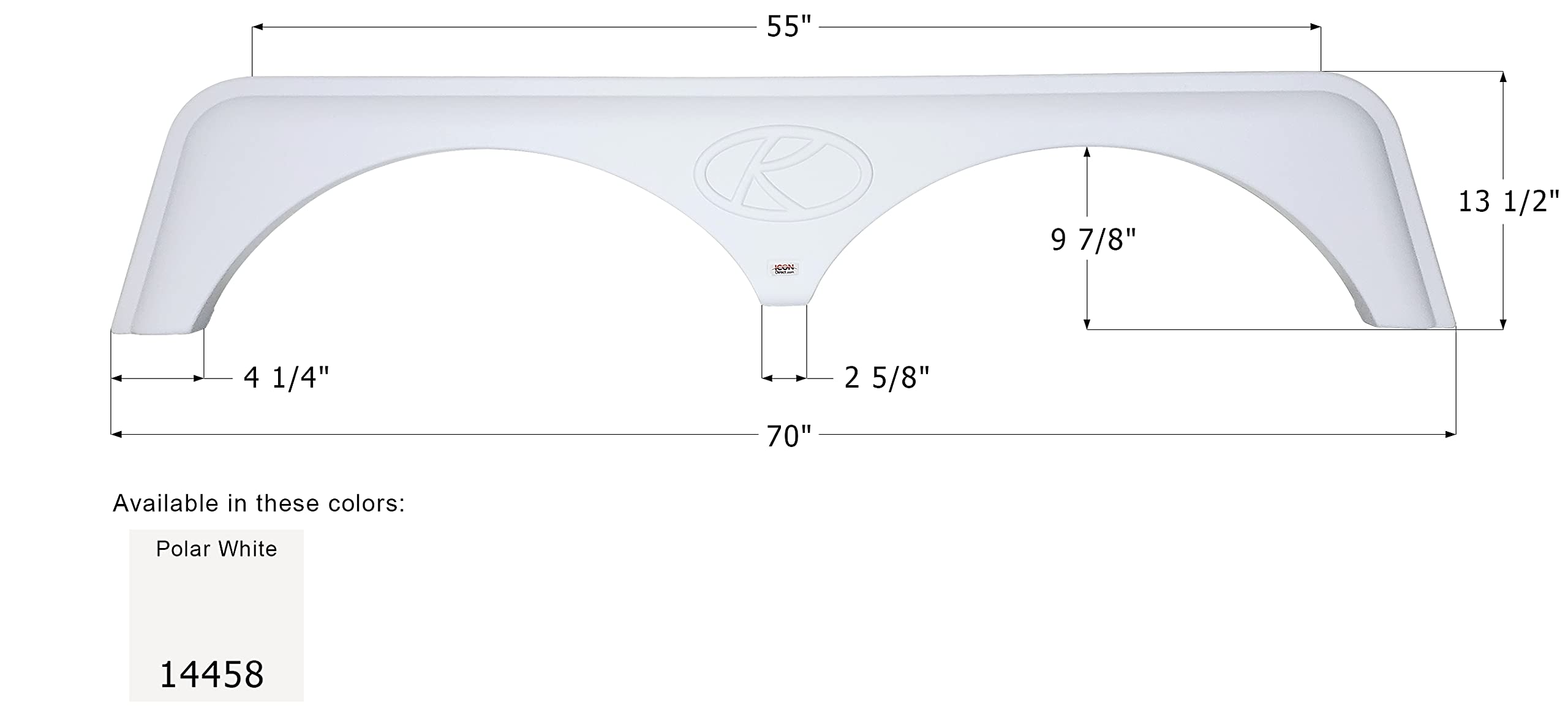 Fender Skirt ICON 14458, Tandem, Keystone, FS4458, Polar White