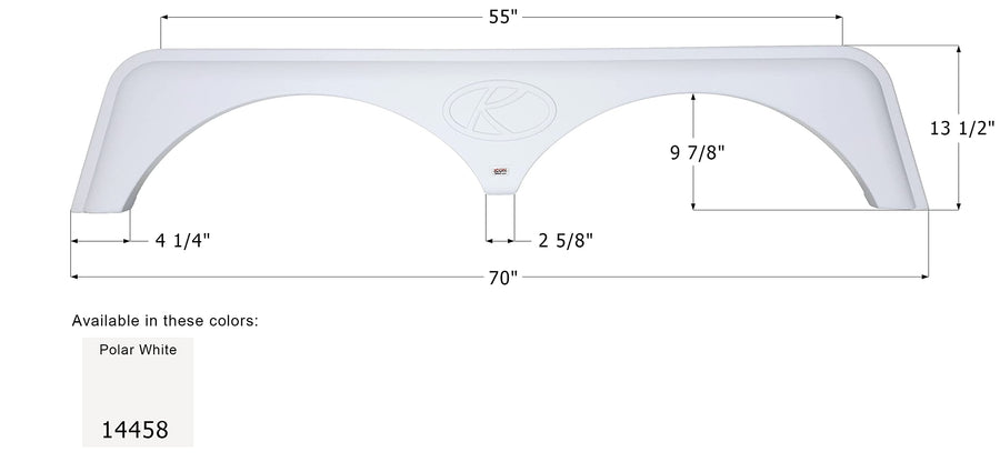 Fender Skirt ICON 14458, Tandem, Keystone, FS4458, Polar White