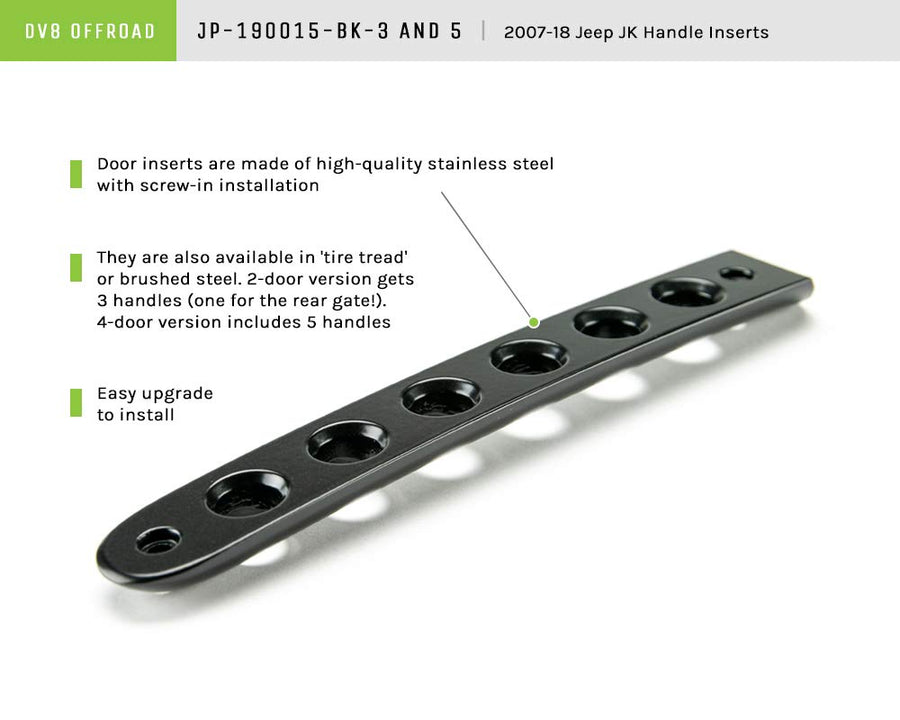 Aluminum Door Handle Insert Set DV8 Offroad with Round Hole Design for 07-18 Wrangler JK