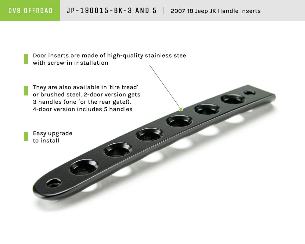 Aluminum Door Handle Insert Set DV8 Offroad with Round Hole Design for 07-18 Wrangler JK