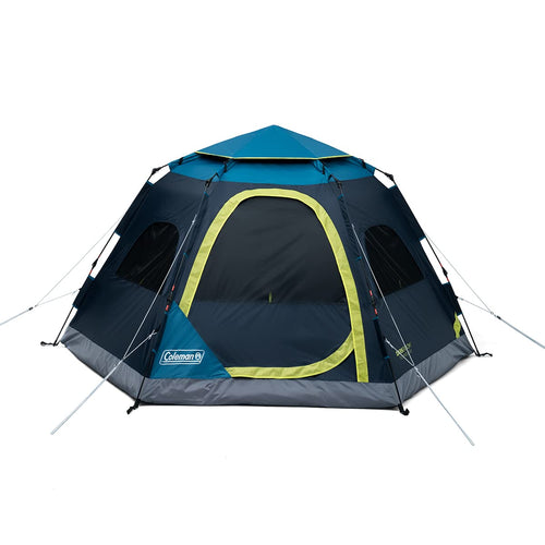 Coleman 4-Person Camp Burst Tent, Umbrella-Style Pop-Up Camping Tent with 45s Easy Setup, Dark Room Technology, Waterproof Seams, 360° Views, Durable Frame, Convenient Pockets and E-Port