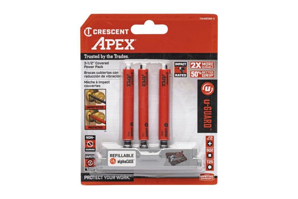 Bit, Apex Ug 3.5" Pwr Pk, Ph2, Sq2, T25, 3Pk Rail (CAUGB3BR-3)