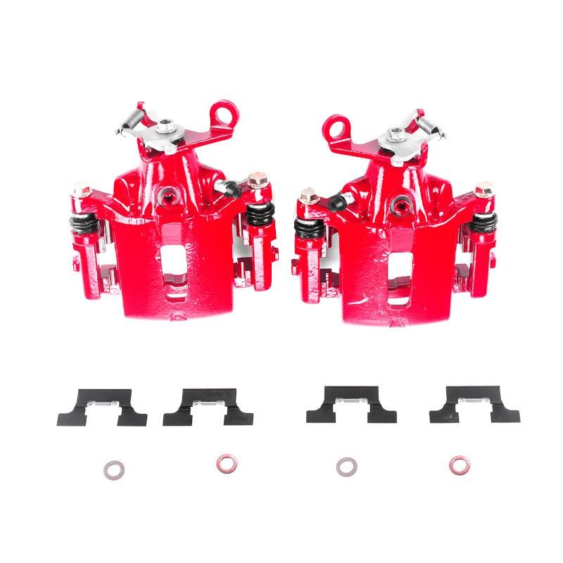 Power Stop Pair of High-Temp Red Powder Coated Rear Calipers For Jaguar S-Type 2003-2005, Lincoln LS 2003-2006 [Model Specific]