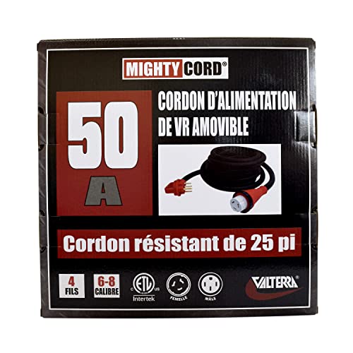 Mighty Cord Valterra A10-5025ED RV 50-Amp Detachable Power Cord, 25 ft., Red