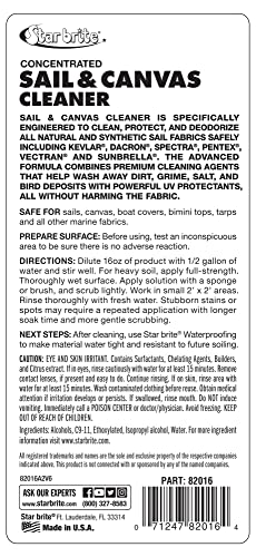 Star Brite Sail & Canvas Cleaner Concentrated - Specially Formulated for All Natural & Synthetic Fabrics - Deep Cleans, Protects, Deodorizes - 16 Oz Concentrate Makes 64 OZ of Cleaner (082016)