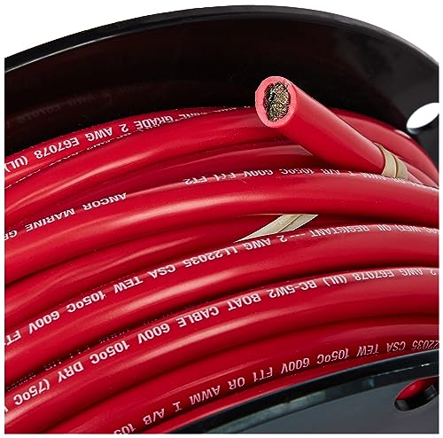114510 Ancor Tinned Copper Battery Cable, 2 AWG (32mm2), Red - 100ft