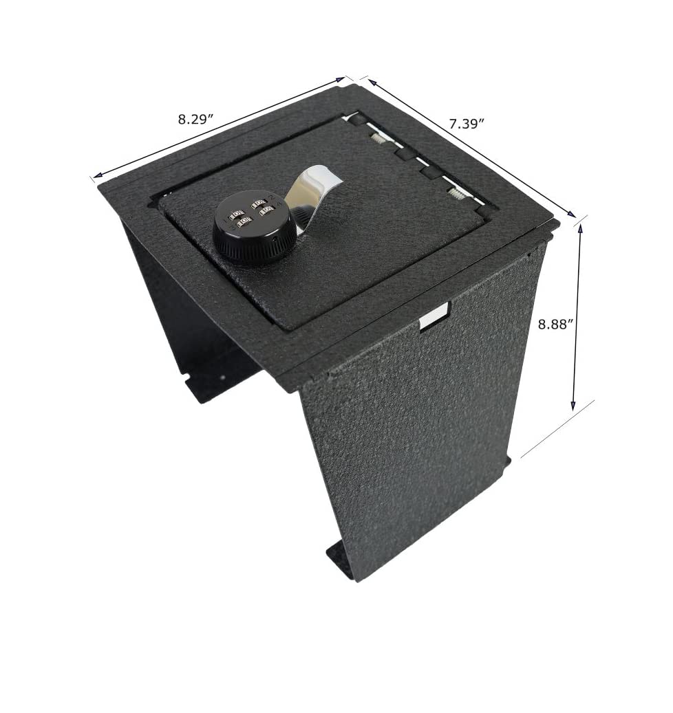Black Horse Security Lock Box Center Console Safe, Black Gun Box Organizer, with 4 Digit Combination Resettable Lock Compatible with 2021-2024 Ford Bronco-ASFB05