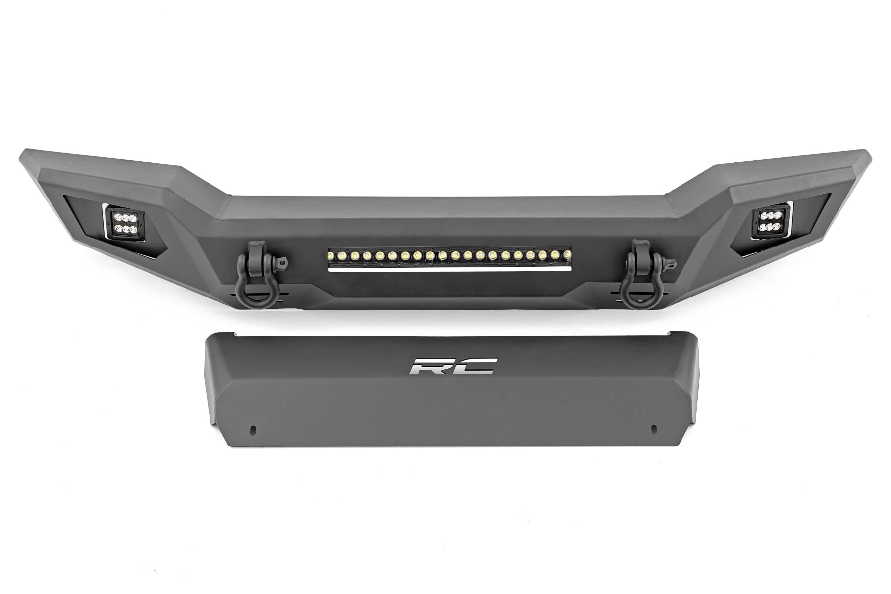 Rough Country Full-Width Front Bumper for Jeep Gladiator JT/Wrangler JK & JL/Unlimited with 20" LED Bar & 2" Cube Lights