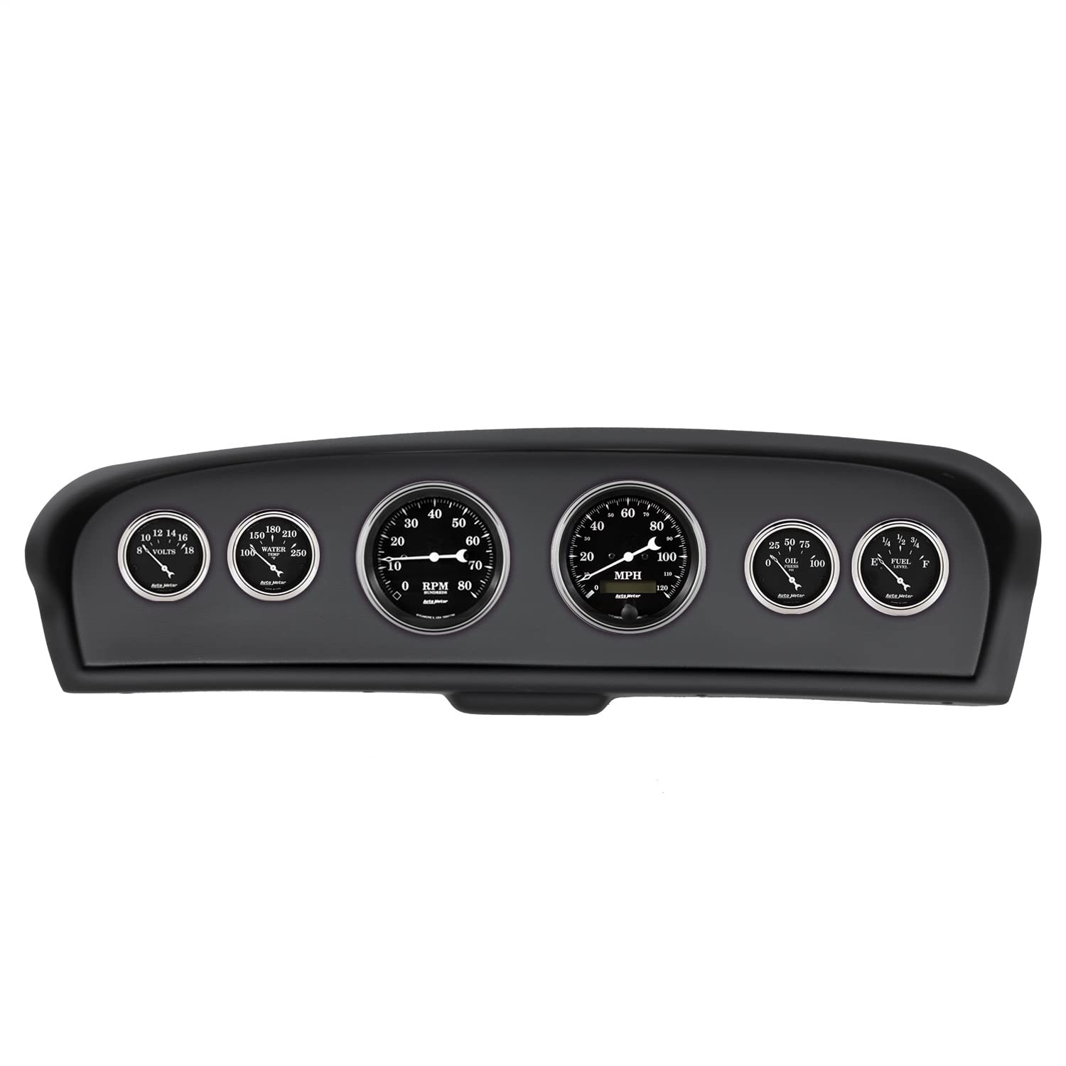 AutoMeter Dash Kit Direct Fit, Ford Truck 61-66, Tach/Mph/Fuel/Oilp/Wtmp/Volt, Old TYME Black (2144-07)