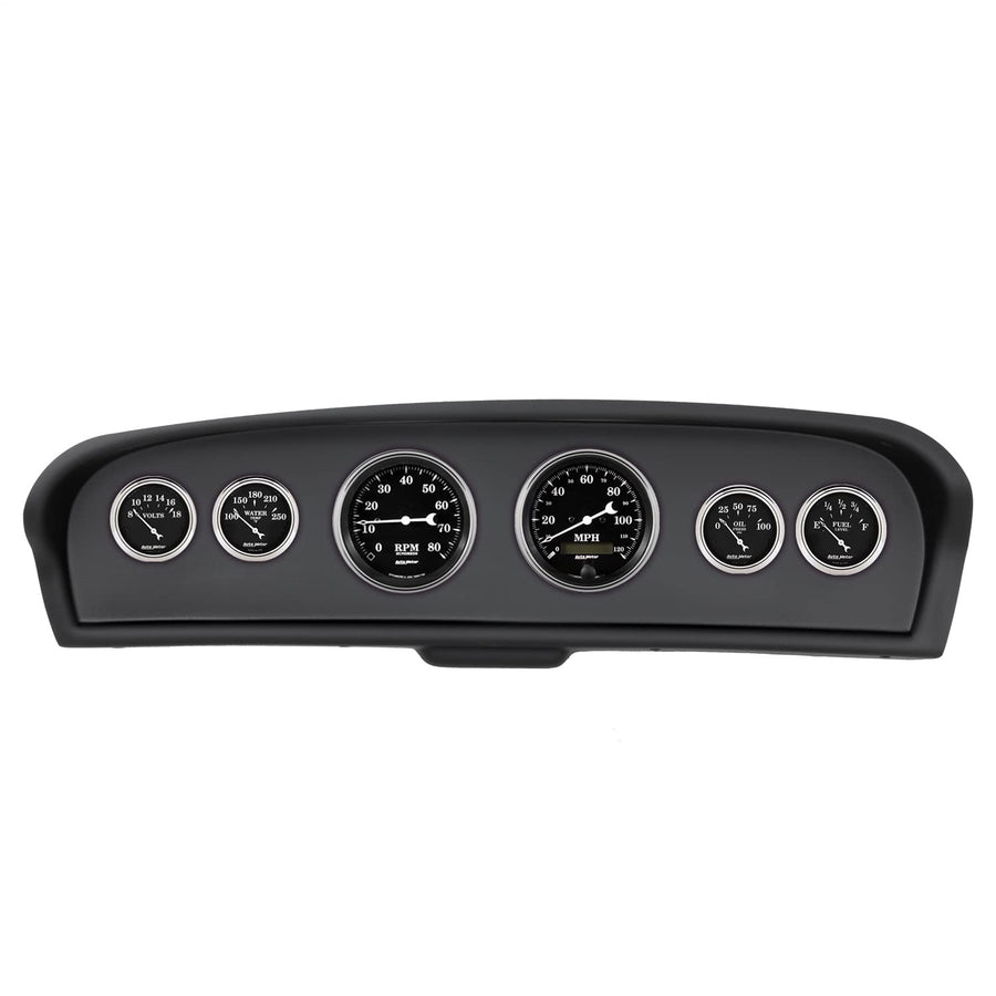AutoMeter Dash Kit Direct Fit, Ford Truck 61-66, Tach/Mph/Fuel/Oilp/Wtmp/Volt, Old TYME Black (2144-07)