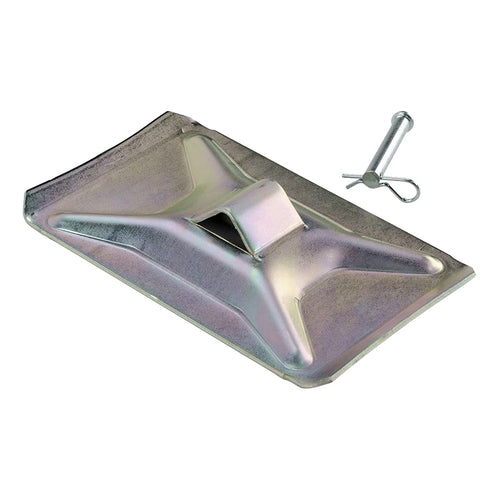 5th Wheel Lippert Standard RV Landing Gear Foot Pad Kit with Clevis, Bridge Pin & Hairpin Cotter Clip for Attaching to Jack Leg, 5" Wide x 8" Long, Steel Construction, 1/5" Slot - 700052