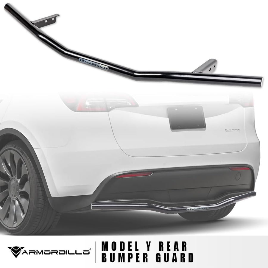Rear Bumper Guard Armordillo Aluminum|Compatible with 2020-2024 Tesla Model Y|8735510|Black|Bull Bar