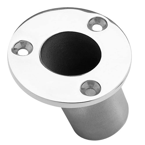Taylor Made Boat Flag Pole Socket, Flush-Mount, 60-Degree Angle, Fits 1-1/4" Diameter Poles, T316 Polished Stainless Steel, Fits Gunwale, Deck, Pontoon, Marina - 967