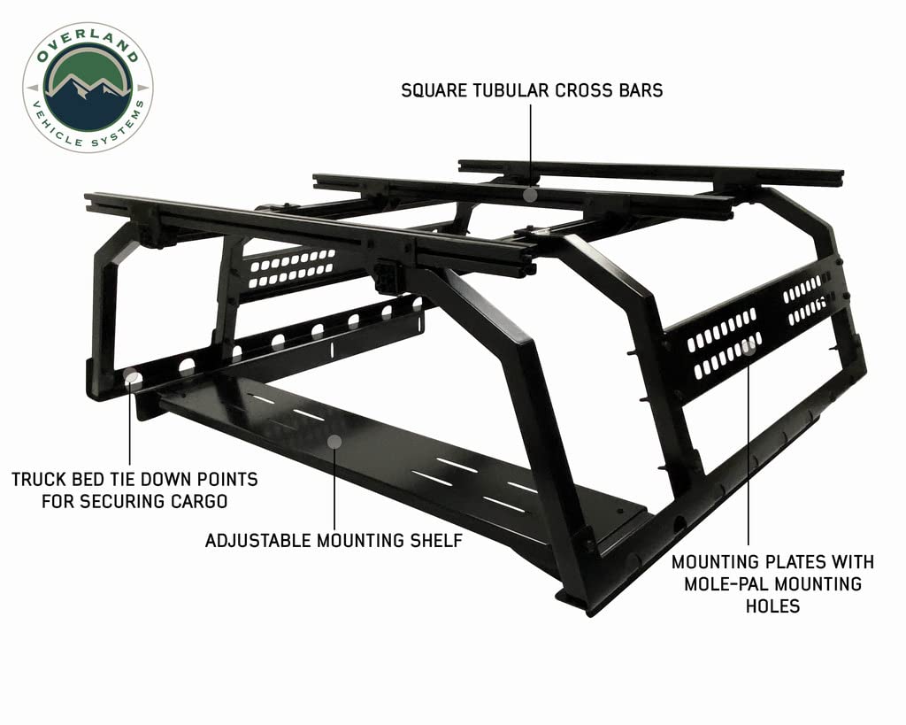 Discovery Overland Vehicle Systems Truck Bed Rack Mid Size 5ft Bed Truck - Suitable for Toyota Tacoma, Jeep Gladiator JT