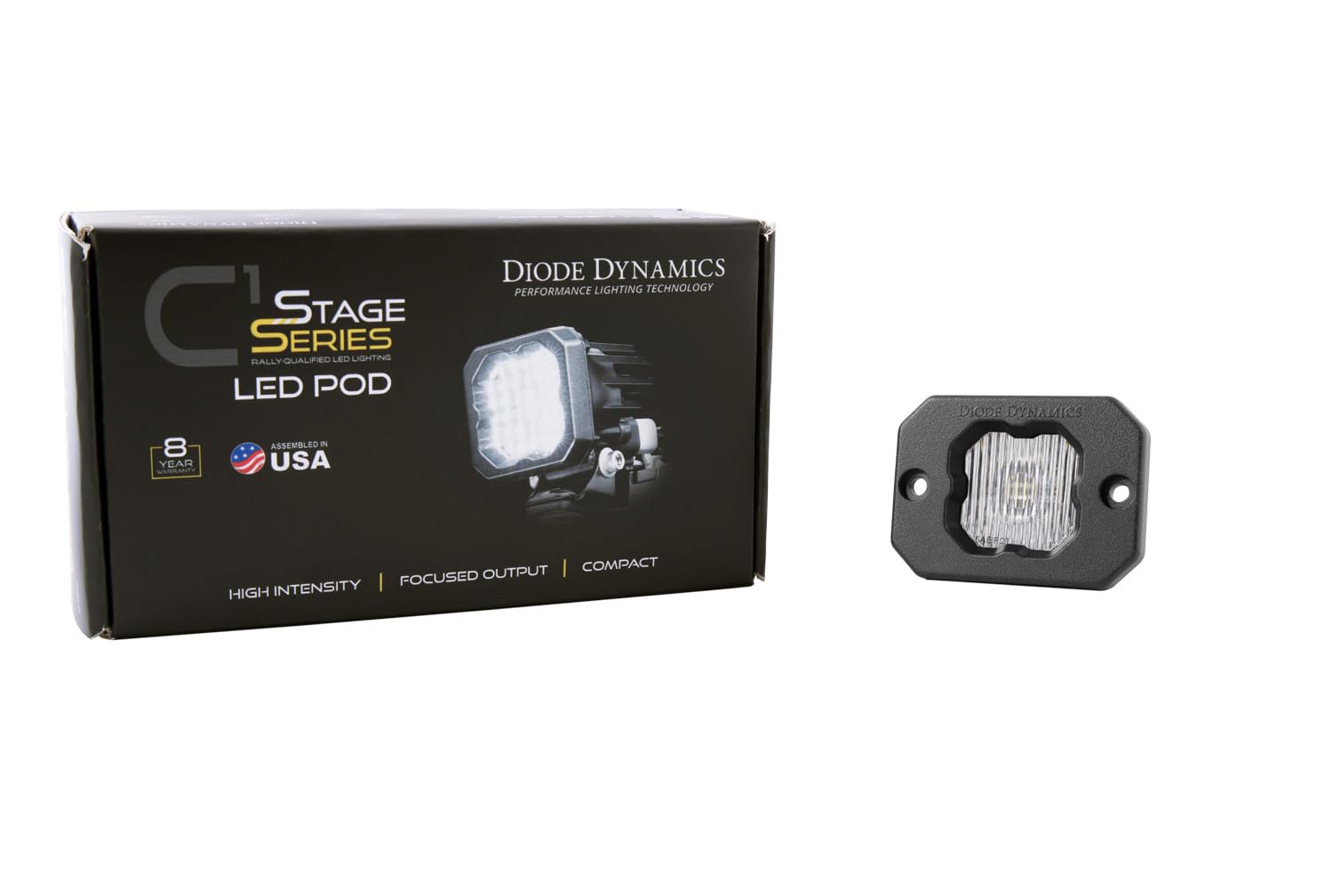Diode Dynamics SSC1 SAE/DOT Fog LED Pod (one) Flush Mount w/Amber Backlight