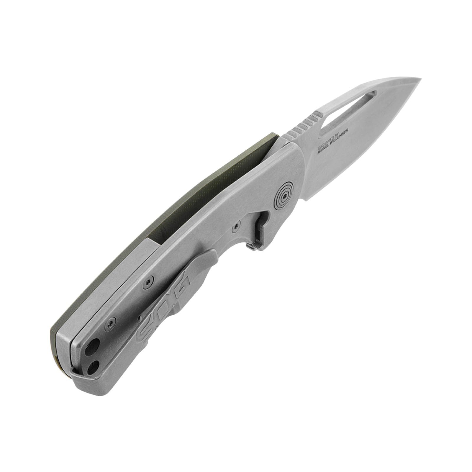 SOG adult unisex Flk Frame Lock SOG X MIKKEL COLLABORATION STOUT GREEN SILVER, Multi