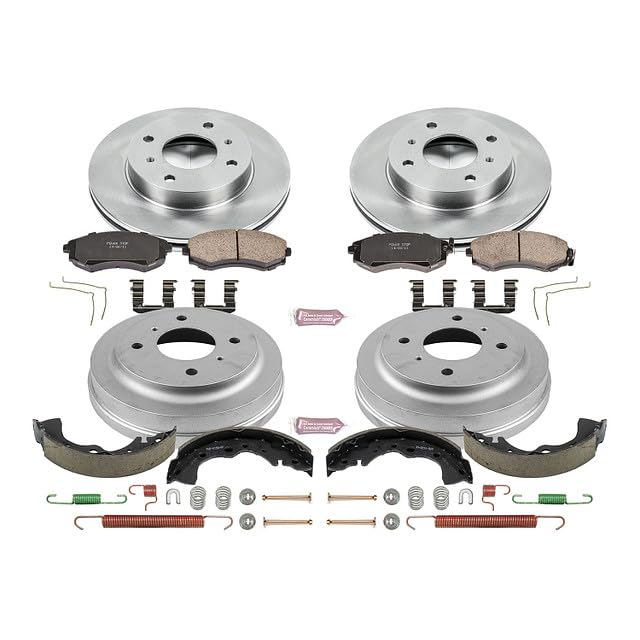 Power Stop Autospecialty KOE15217DK Front and Rear Replacement Brake Kit-OE Brake Drums & Ceramic Brake Pads For Nissan Sentra 2002-2006 [Model Specific]