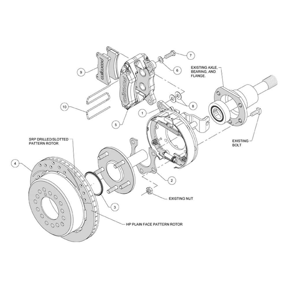 140-11395-DR WILWOOD FDP-LP 11.00" P-Brake Kit,Drill-Red Mopar/Dana 2.36" Off, w/Snap Ring Brng