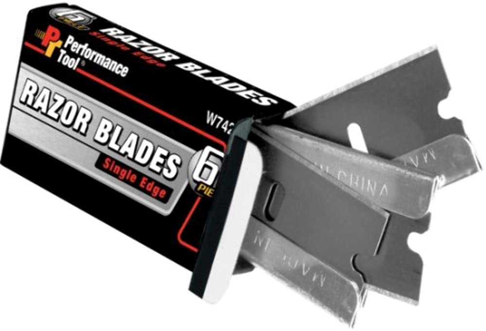 12-Piece Performance Tool W742 Heavy Duty Razor Scraper Blades, Precision Honed to Razor Edge, Fits Standard Razor Scrapers