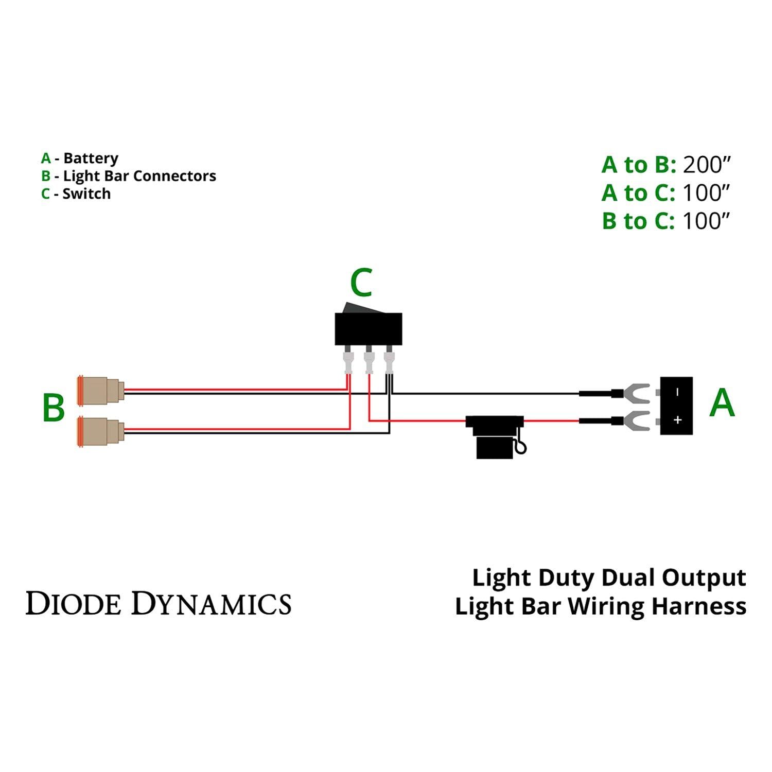 Light Duty Diode Dynamics Dual Output Light Bar Wiring Harness