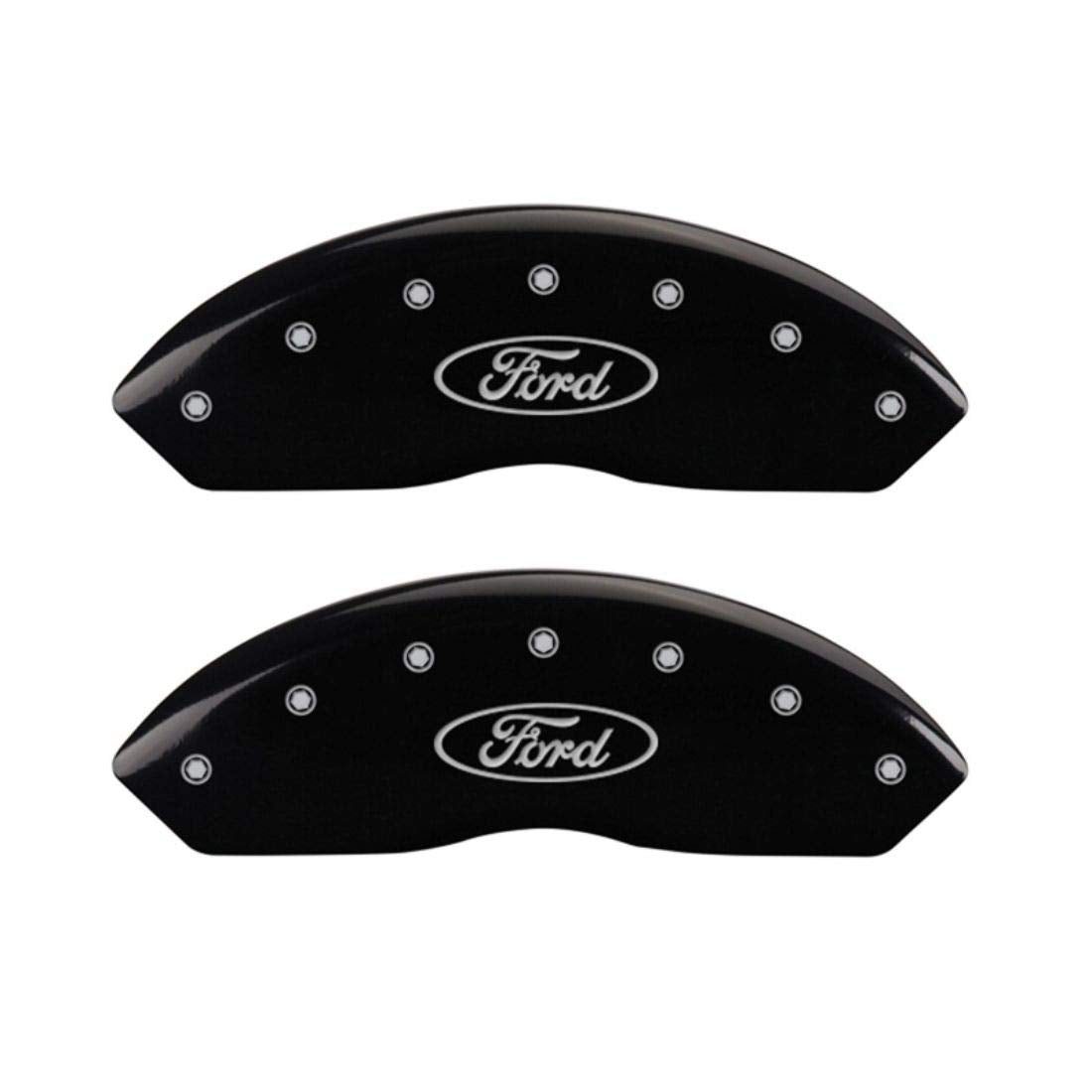 MGP Caliper Covers 10155FFRDBK Brake Covers Black Engraved with Silver Ford Oval (Set of 2)