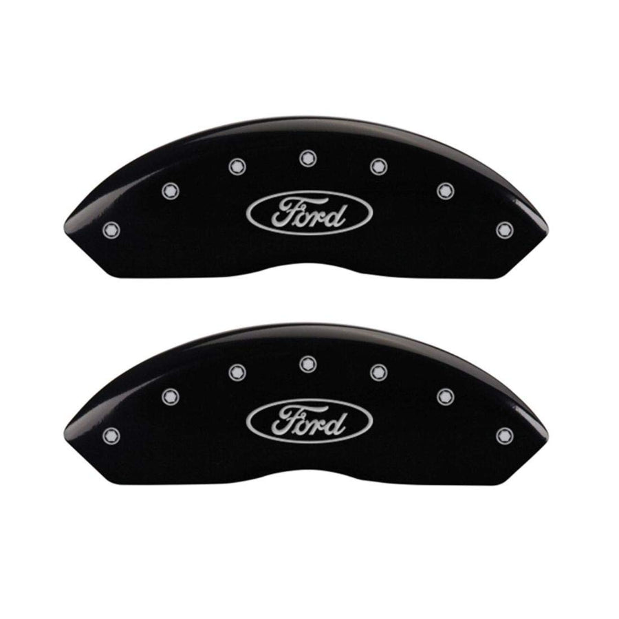 MGP Caliper Covers 10155FFRDBK Brake Covers Black Engraved with Silver Ford Oval (Set of 2)