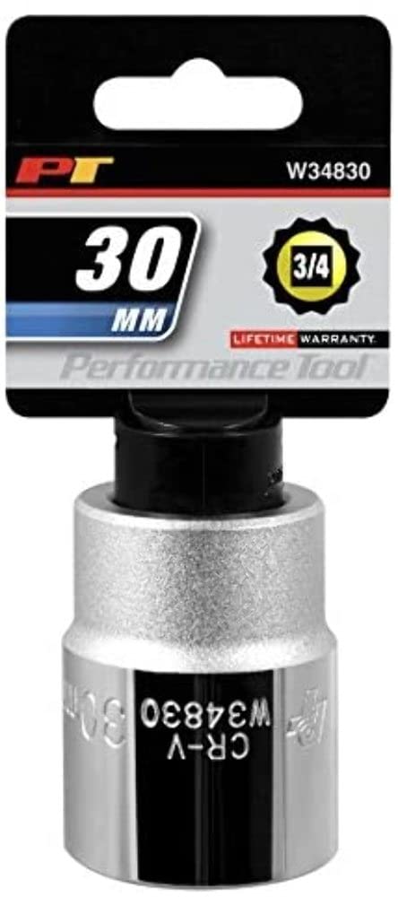 W34830 Performance Tool 3/4-Inch Drive 12-Point Standard Socket 30mm