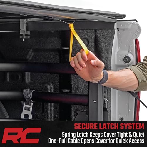 Rough Country Soft Roll-Up Truck Bed Cover for GMC Sierra 1500 & Chevy Silverado 1500 (2019–2026) – 5'10" Short Bed Tonneau Cover