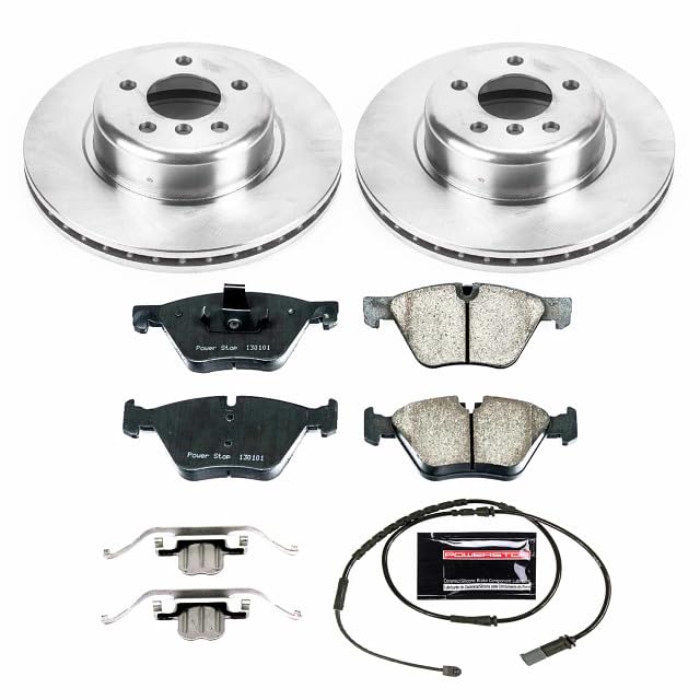 Power Stop Autospecialty KOE6032 Front Replacement Brake Kit-OE Brake Rotors & Ceramic Brake Pads and 1 Front Sensor Wire