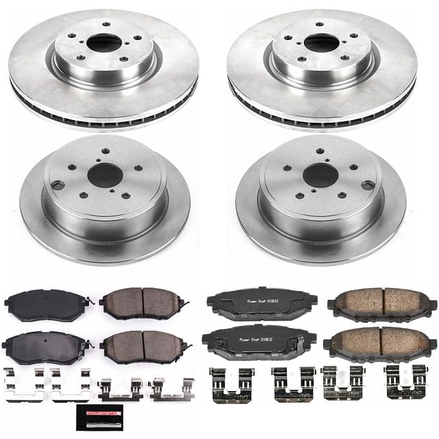 Power Stop Autospecialty KOE6932 Front and Rear Replacement Brake Kit-OE Brake Rotors & Ceramic Brake Pads For 2015 2016 2017 2018 2019 2020 Subaru WRX [Application Specific]