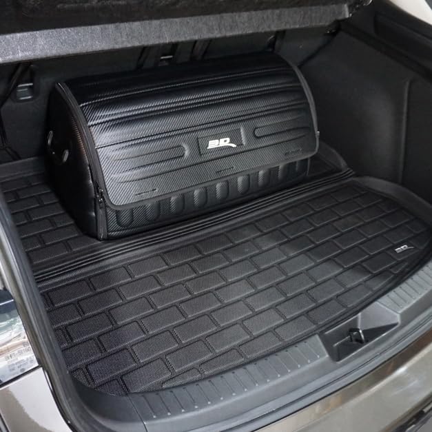 Handy Trunk Organizer 3D MAXpider with Lid (Black) - Large Capacity, Waterproof, Foldable, Compatible with SUV, Sedan, and Tools (Carbon Fiber, 27.5"x12"x12.5")