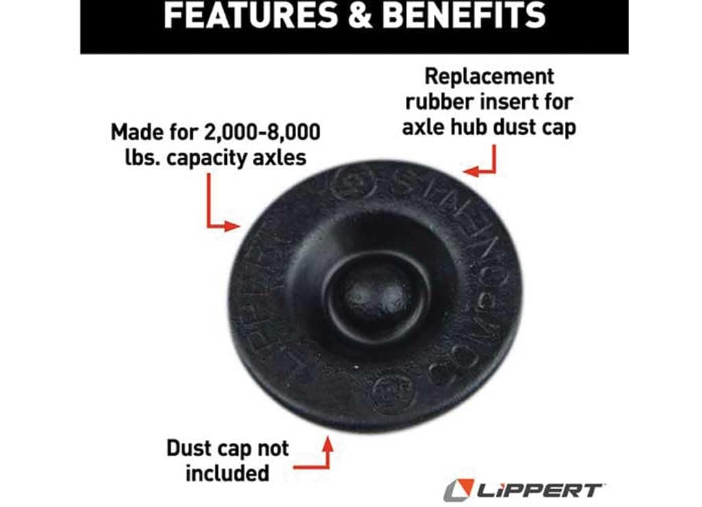 Rubber Insert Lippert 693722 for Lubed Dust Caps (Universal); 2000-8000# Axles, 10Pk