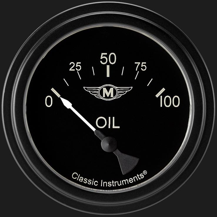 MA281BLF Classic Instruments Moal Bomber 2 5/8" Oil Pressure Gauge 100 PSI Electric