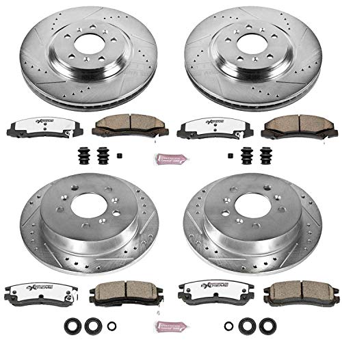Power Stop K4377-26 Z26 Carbon Fiber Brake Pads Front and Rear with Drilled & Slotted Brake Rotors Kit For Buick Allure 2008-2009, Buick LaCrosse 2008-2009 [Model Specific]