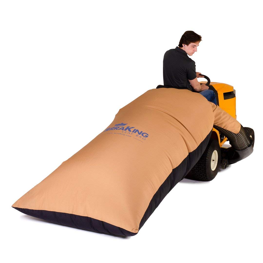 54 Cu. Ft. Pro Leaf Bag TerraKing - 120-inch Opening – For 2 Bag Material collection systems – Ride-On Lawnmowers - Heavy Duty Material – Nylon Bottom - Fast & Easy Leaf Collection [ST95084], Tan
