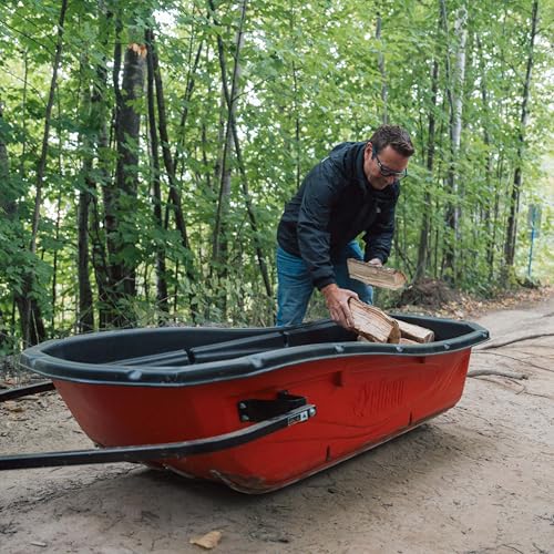 Trek Sport 68 Pelican - Utility Sled Comes with Set of Runners, Tow Hitch and Travel Cover - Carry Up to 500 lb - Red/Black