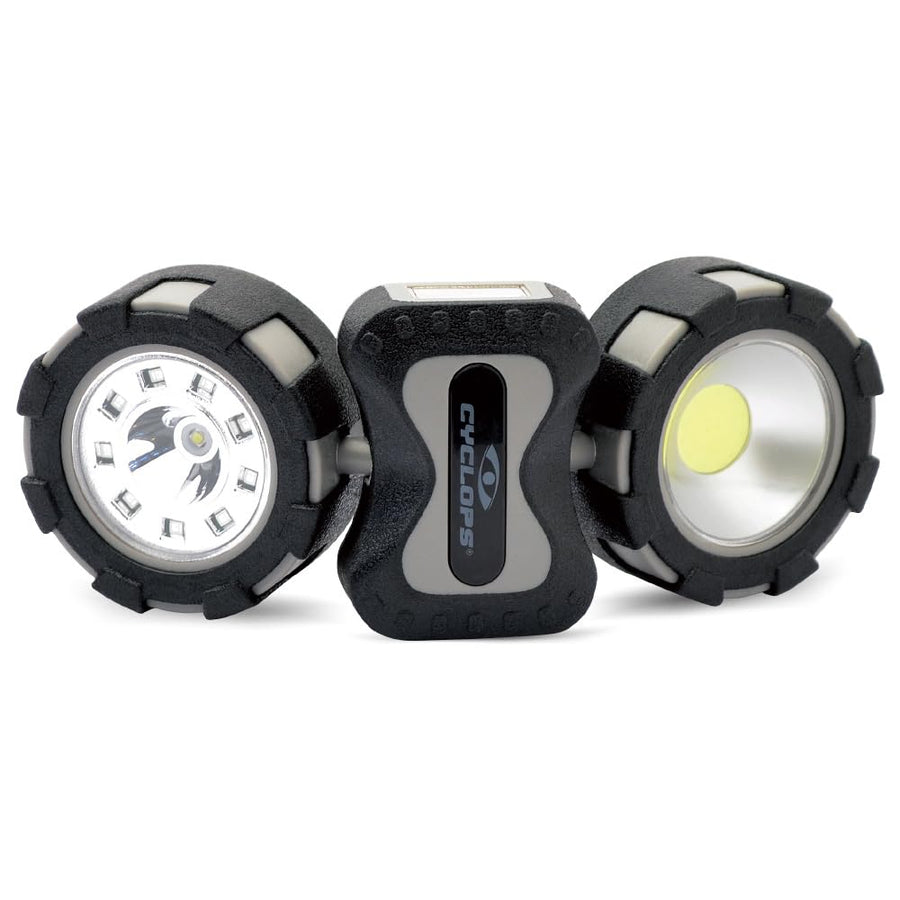Dual Cob Cyclops Folding Utility Light with Magnets and Hanger | Powerful Multifunctional Adjustable Compact Portable Worklamp with Tri-Light