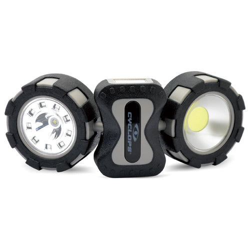 Dual Cob Cyclops Folding Utility Light with Magnets and Hanger | Powerful Multifunctional Adjustable Compact Portable Worklamp with Tri-Light