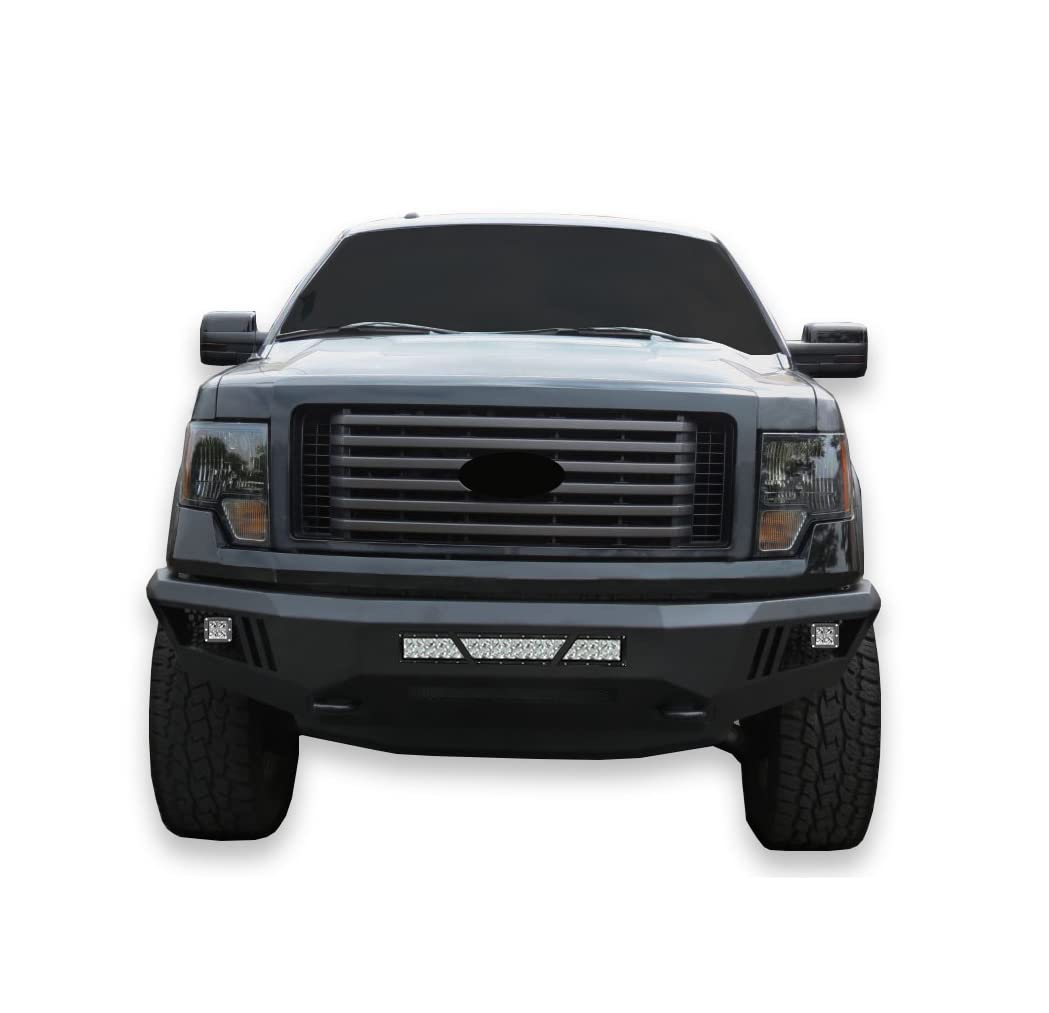 Heavy Duty Black Horse Armour Front Bumper Includes 1 20in LED Light Bar, 2 Sets of 4in Cube Lights Matte Black Compatible with 2009-2014 Ford F-150-AFB-F109-KIT