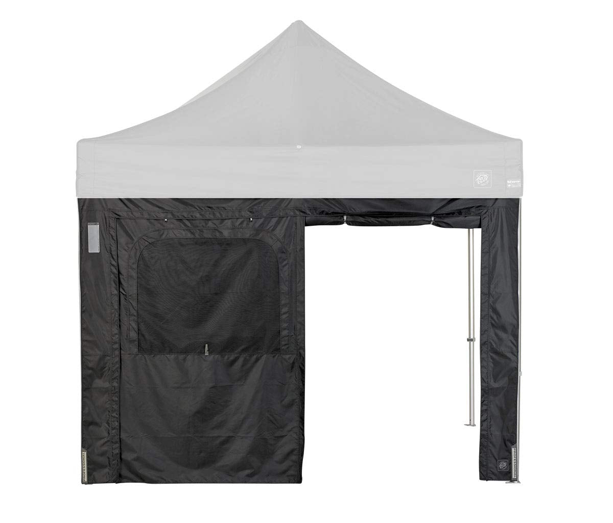 E-Z UP PRO Sidewall Single Utility, Fits 10' Straight Leg, Includes Double Doors and Roll-Up Screened Windows, Black