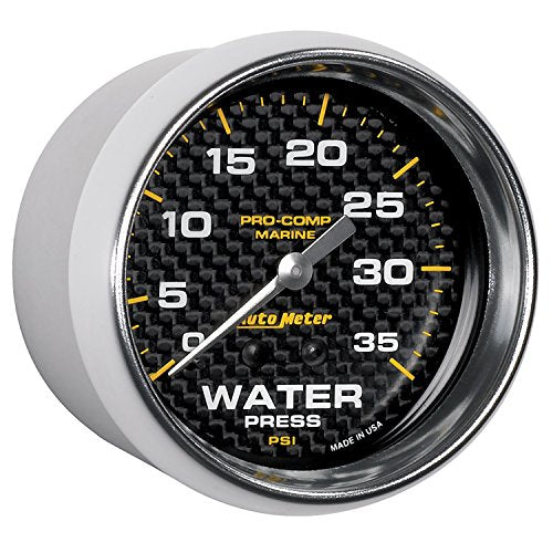Water Press AutoMeter Gauge, 2 5/8", 35Psi, Mechanical, Marine Carbon Fiber (200773-40)